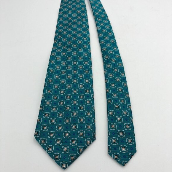 Lands' End Blue and Green Silk Tie - Picture 2 of 5